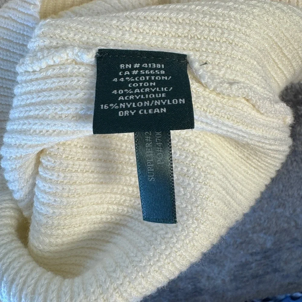 Lauren Ralph Lauren Dress XS Cream Off White Ribbed Turtleneck Sweater Knit Mini - Picture 4 of 6